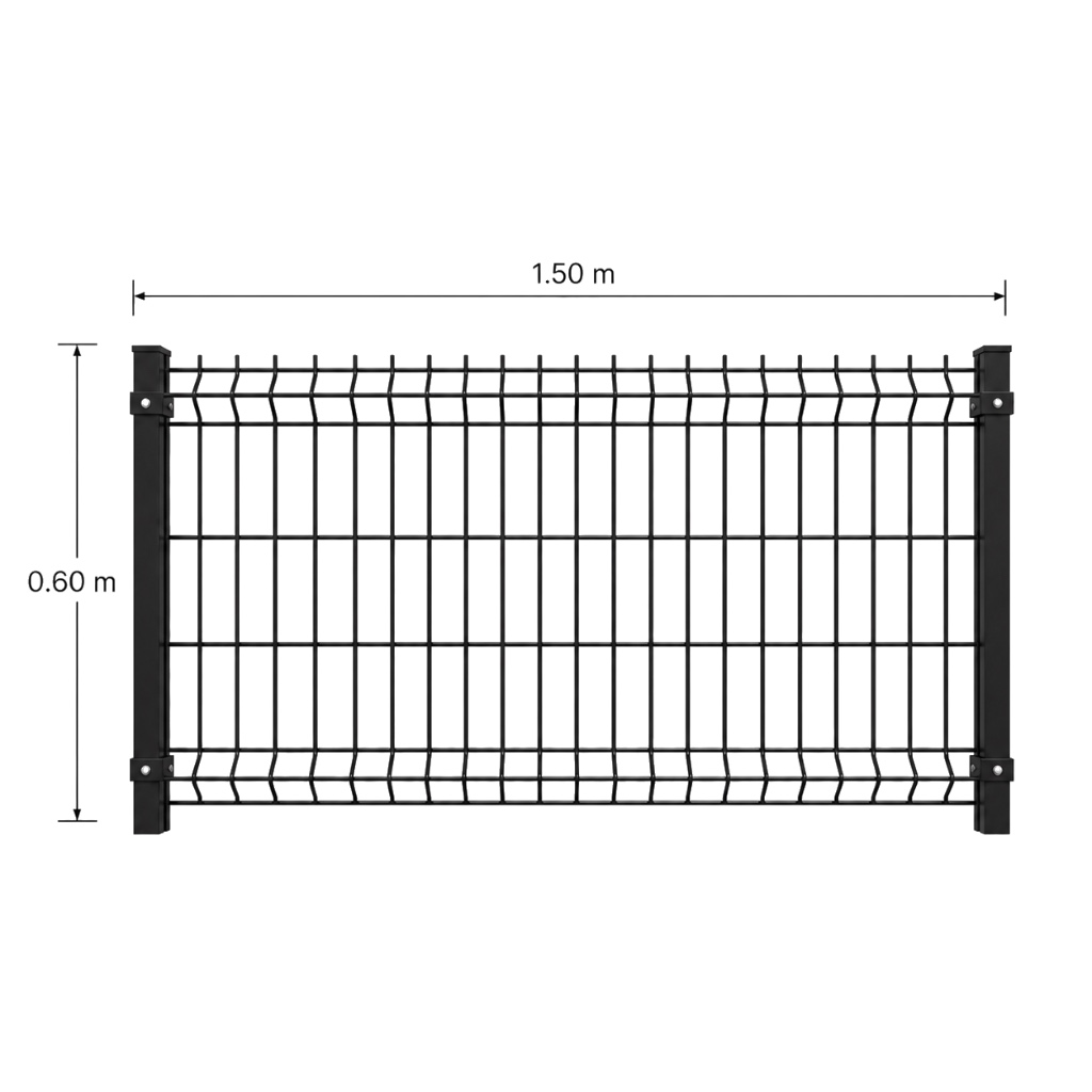 Kit Reja 3D 0.6 × 1.5 m — Pintado Negro (RAL 9011) — Fundir