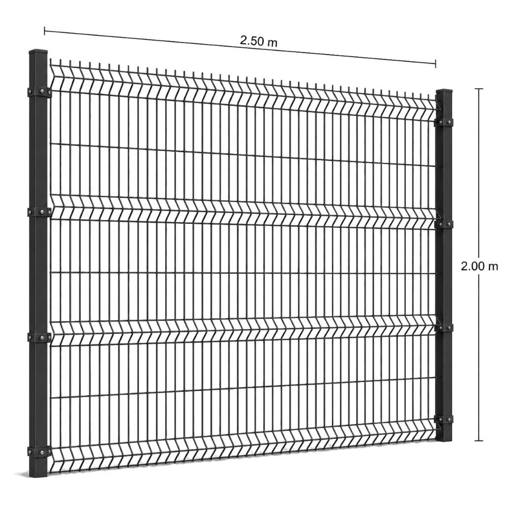 Kit Reja 3D 2.0 × 2.5 m — Pintado Negro (RAL 9011) — Fundir