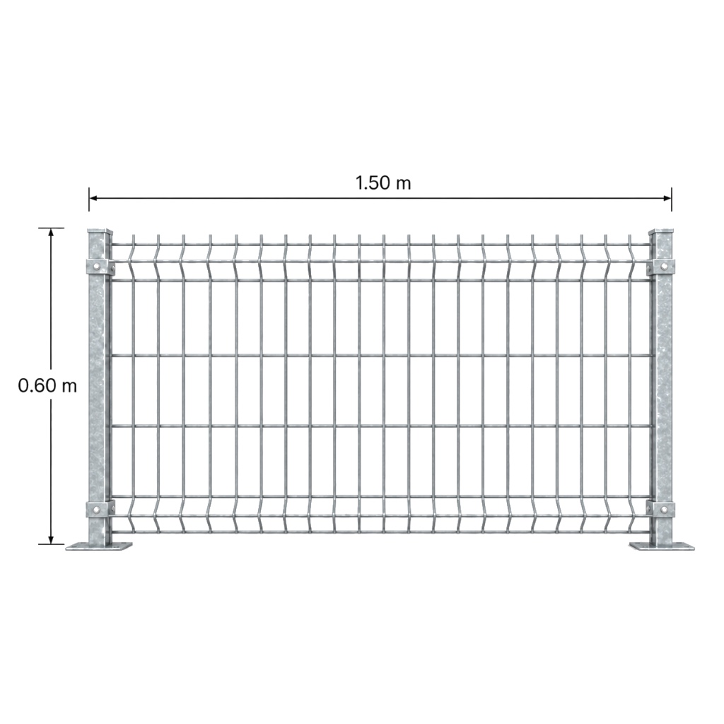 Kit Reja 3D 0.6 × 1.5 m — Galvanizado — Fijación en concreto