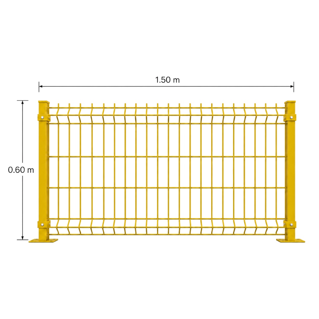 Kit Reja 3D 0.6 × 1.5 m — Pintado Amarillo (RAL 1003) — Fijación en concreto