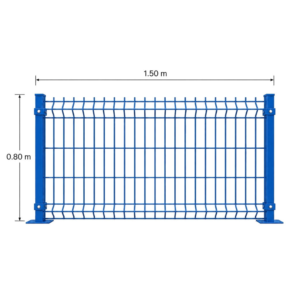 Kit Reja 3D 0.8 × 1.5 m — Pintado Azul (RAL 5017) — Fijación en concreto