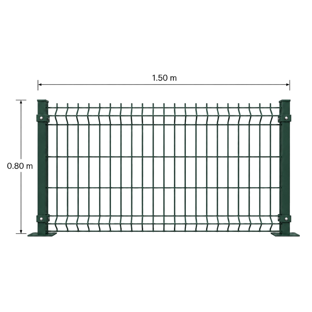 Kit Reja 3D 0.8 × 1.5 m — Pintado Verde (RAL 6005) — Fijación en concreto