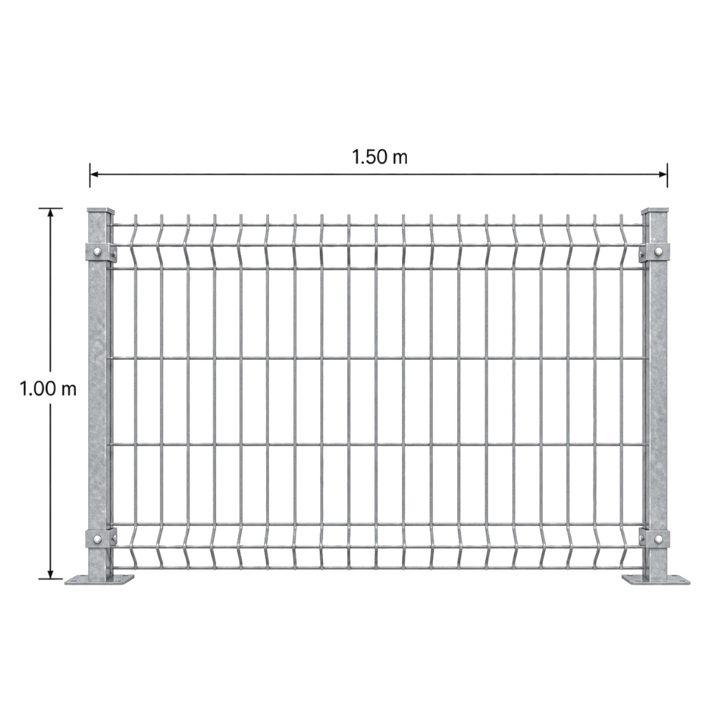 Kit Reja 3D 1.0 × 1.5 m — Galvanizado — Fijación en concreto