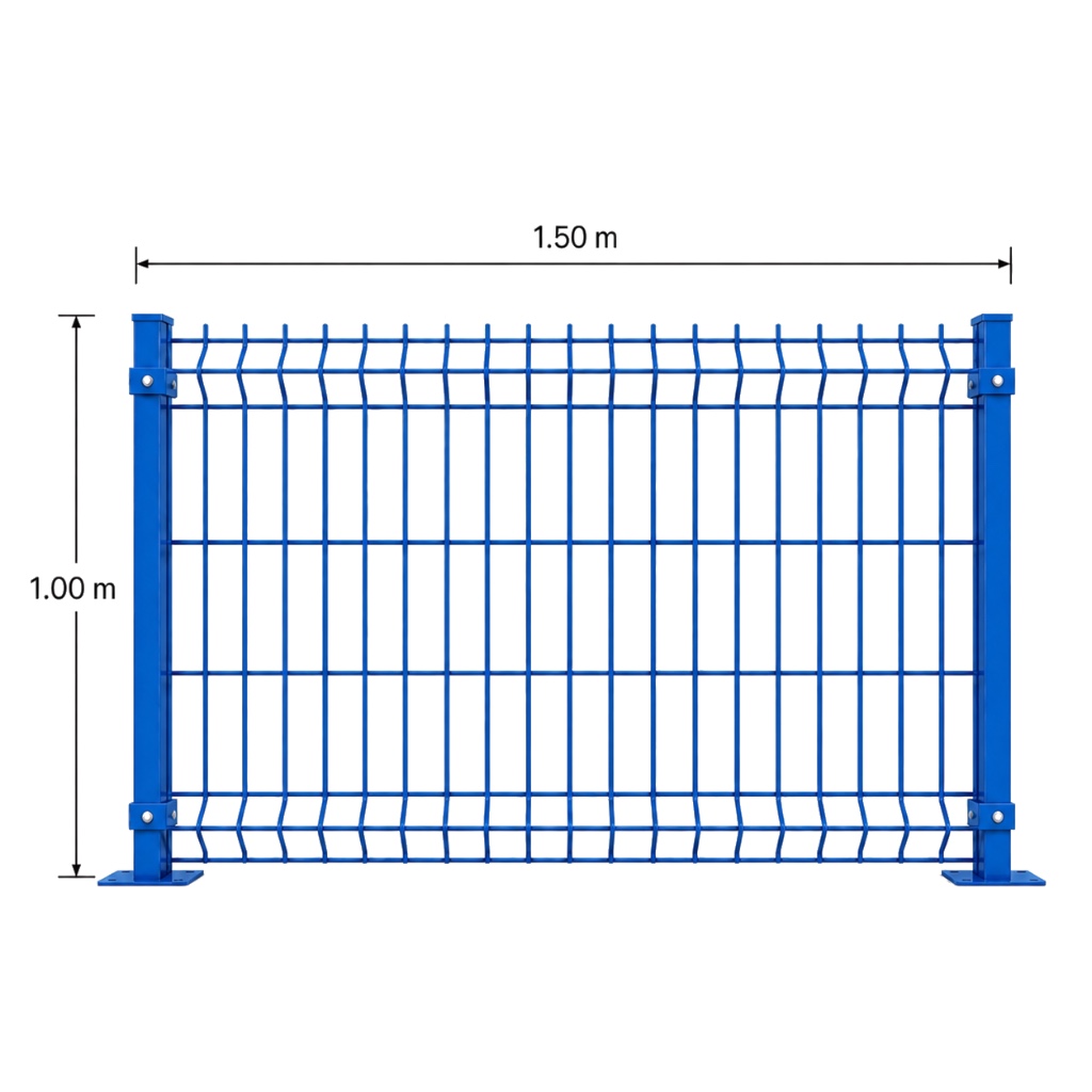 Kit Reja 3D 1.0 × 1.5 m — Pintado Azul (RAL 5017) — Fijación en concreto