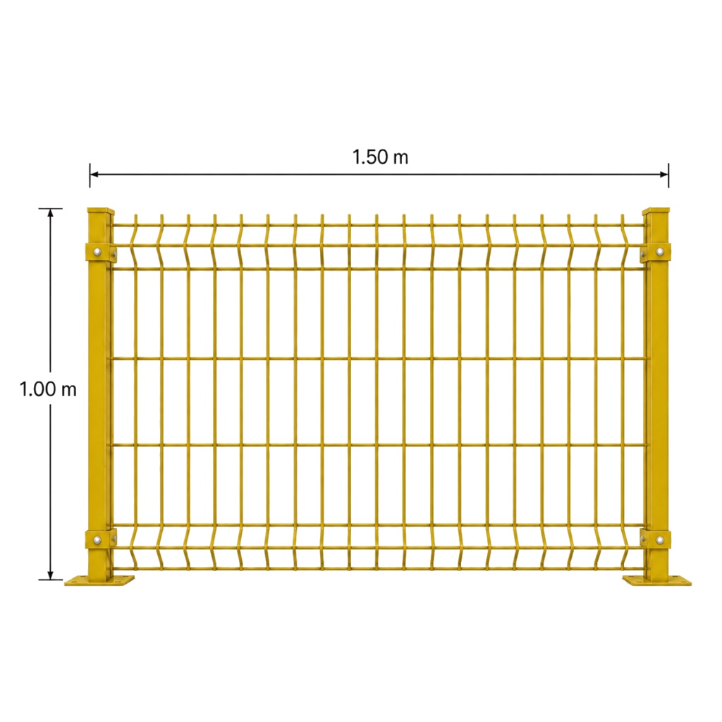 Kit Reja 3D 1.0 × 1.5 m — Pintado Amarillo (RAL 1003) — Fijación en concreto