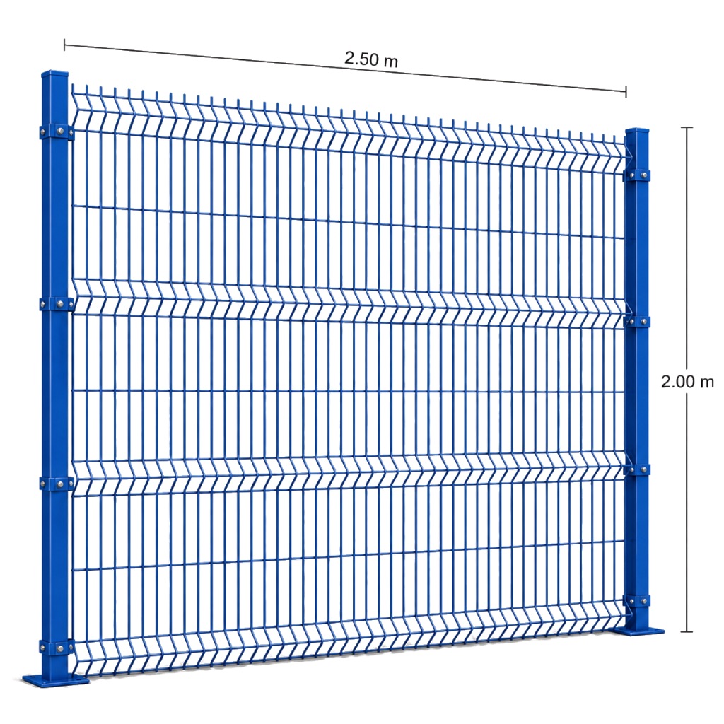 Kit Reja 3D 2.0 × 2.5 m — Pintado Azul (RAL 5017) — Fijación en concreto