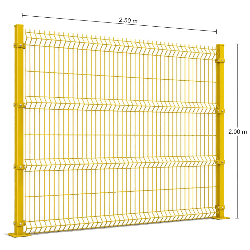 Kit Reja 3D 2.0 × 2.5 m — Pintado Amarillo (RAL 1003) — Fijación en concreto