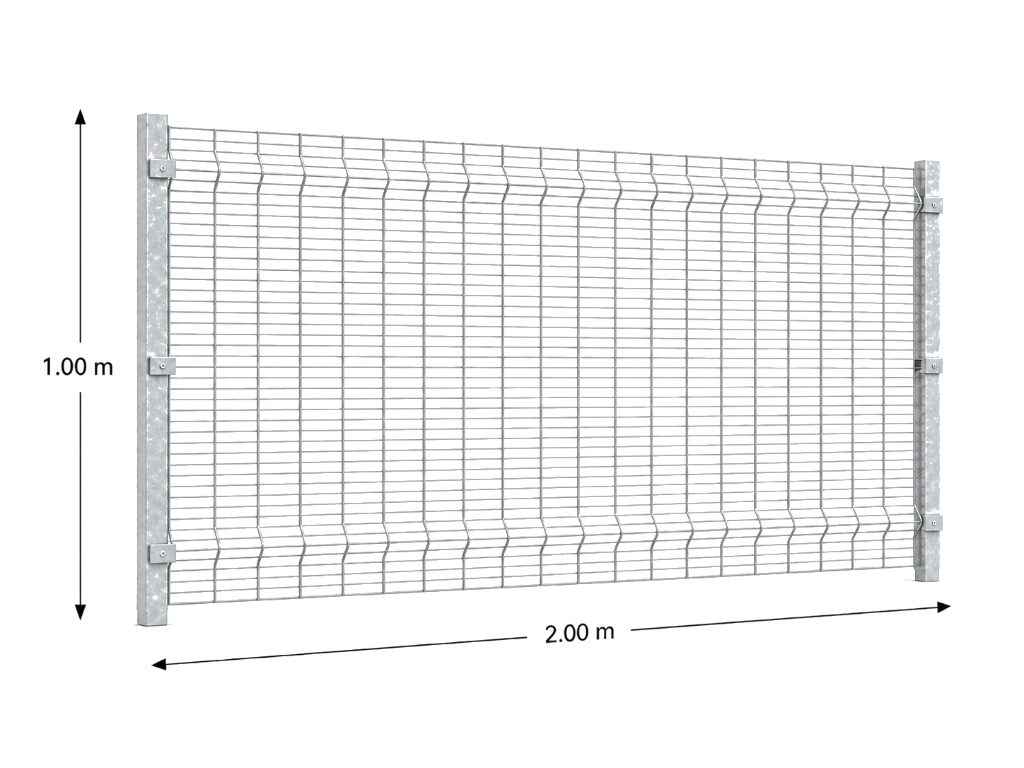 Kit Reja Antiescalable 1.0 × 2.0 m — Cuadrícula 1.2 × 7.5 cm — Galvanizado — Fundir