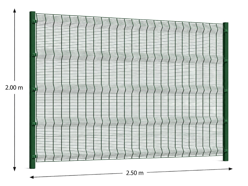Kit Reja Antiescalable 2.5 × 2.0 m — Cuadrícula 1.2 × 7.5 cm — Pintado Verde (RAL 6005) — Fundir