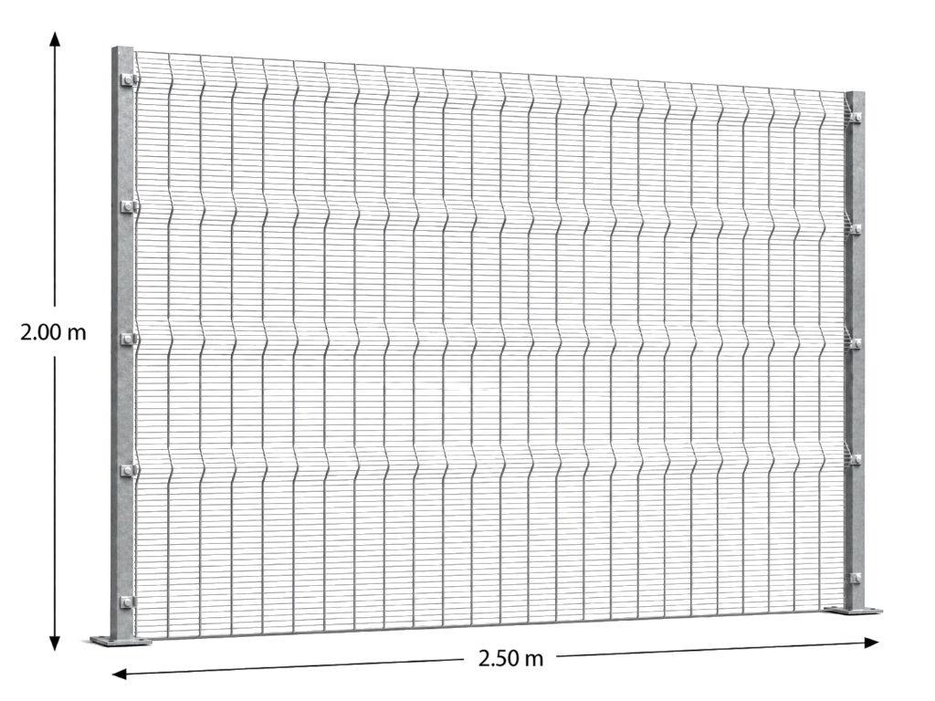 Kit Reja Antiescalable 2.5 × 2.0 m — Cuadrícula 1.2 × 7.5 cm — Galvanizado — Fijación en concreto