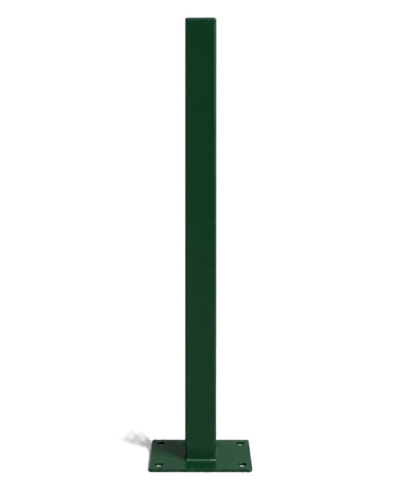 Poste para fijación en concreto 2"×2" — 0.6 m — Pintado Verde (RAL 6005) (incluye platina 7"×4")